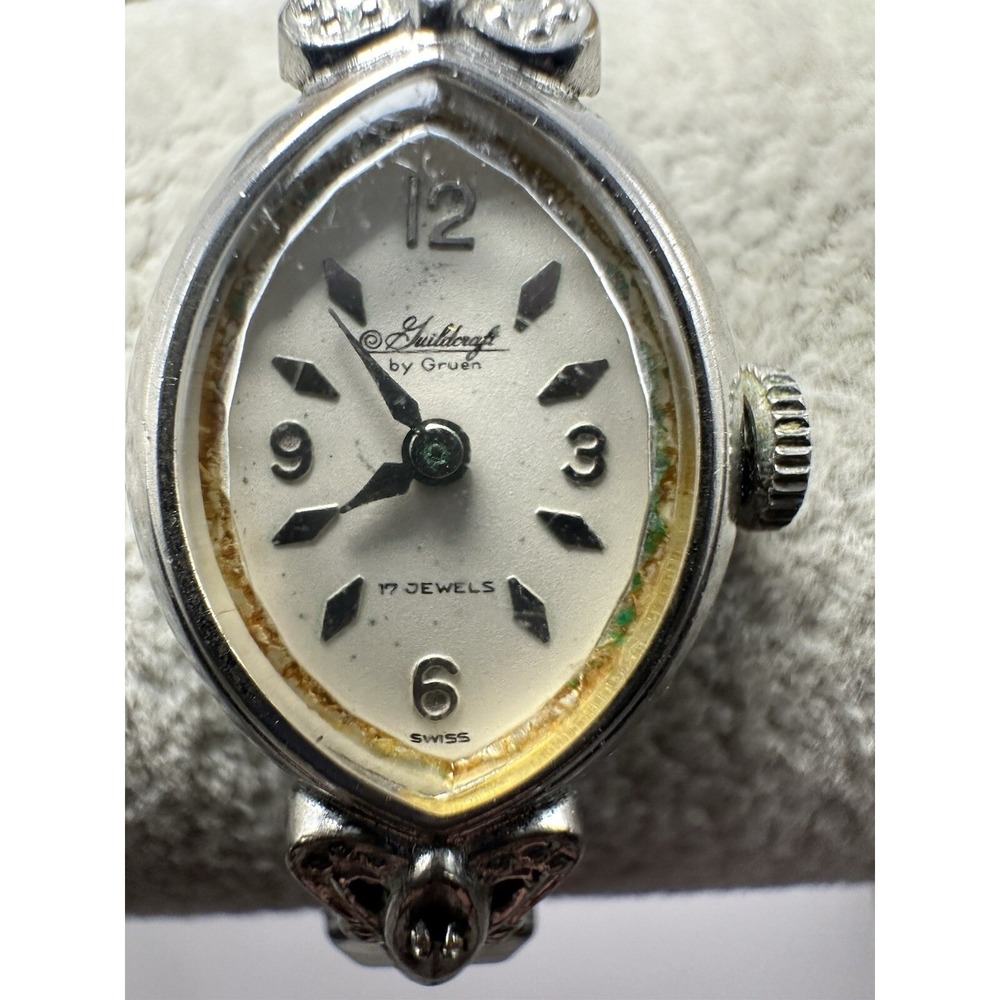 Gruen Guildcraft Ladies Watch 16MM 6" Stretch Band‎ Manual Wind Vintage Works Q